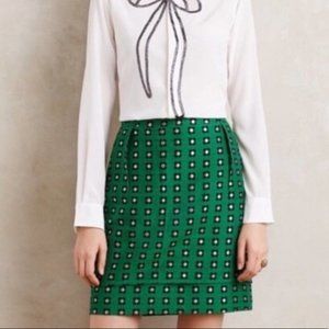 Anthropologie (HD in Paris) Green Daisy Skirt w/ pockets! Size 4